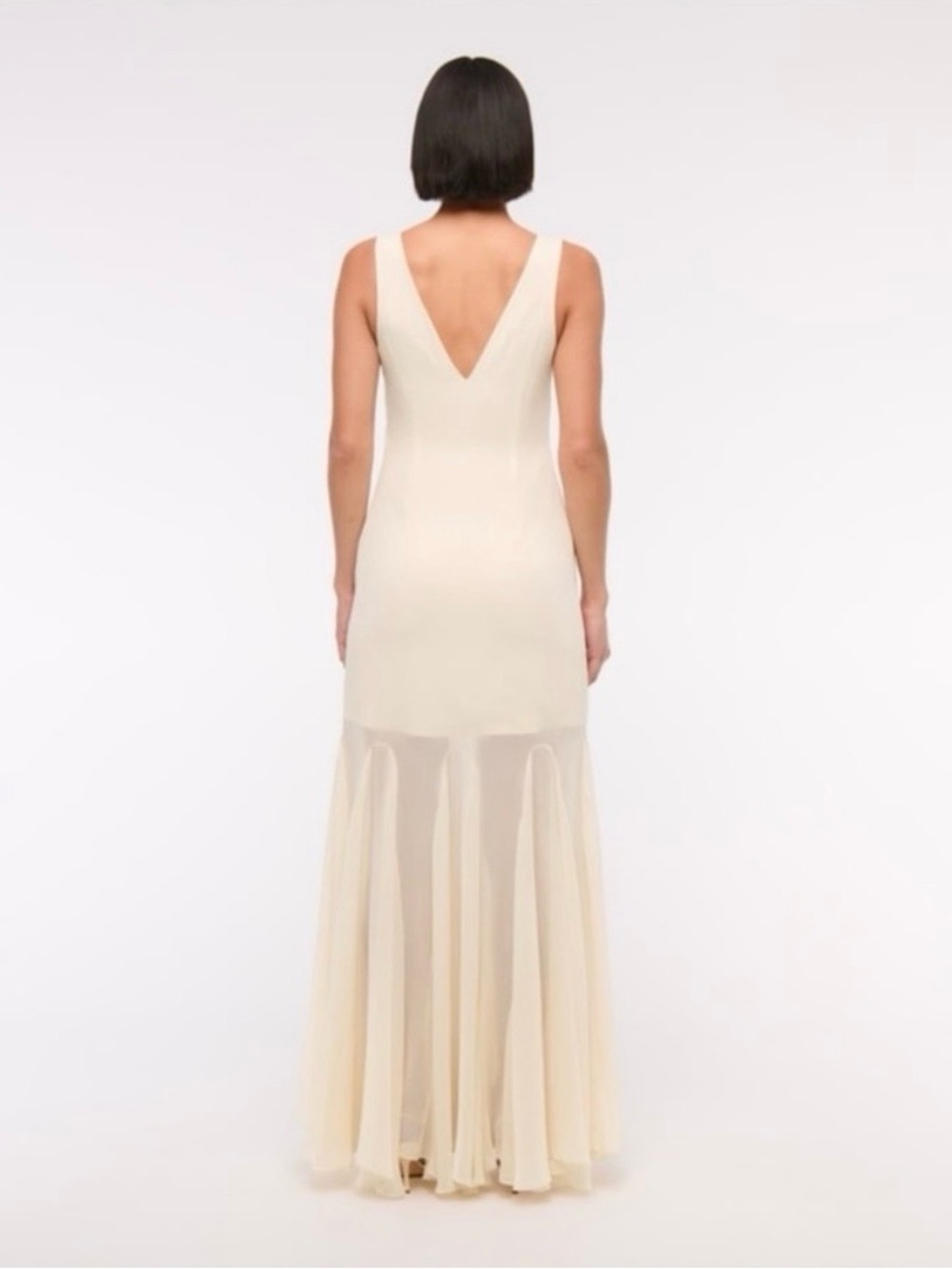 NWT Abercrombie cream chiffon maxi dress - Picture 2 of 5